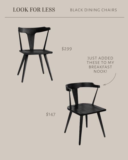 Look for less dining chairs - added the affordable poly and bark ones to my breakfast nook and LOVE 🤎

Black curved back wood dining chairs 

#LTKStyleTip #LTKHome #LTKSaleAlert