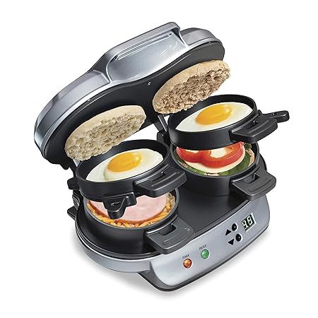 Hamilton Beach Dual Breakfast Sandwich Maker with Timer, Silver (25490A) | Amazon (US)