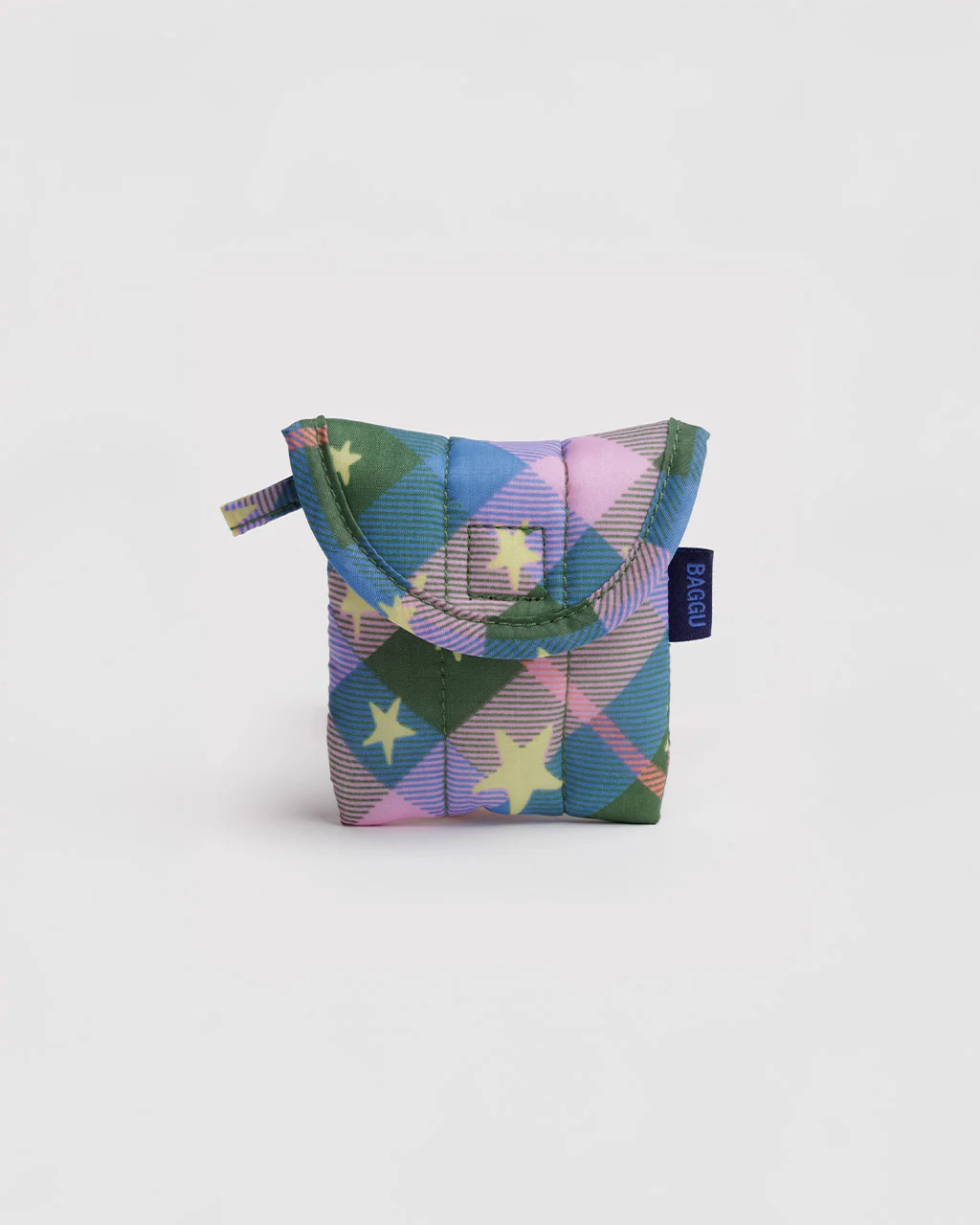 Puffy Earbuds Case - Green Star Plaid | ban.do