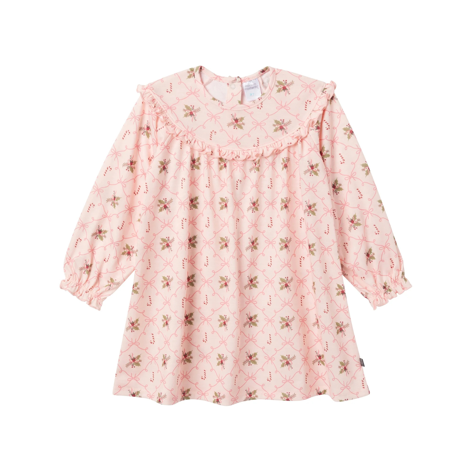 Modern Moments by Gerber Toddler Girl Christmas Ruffle Yoke Nightgown, Sizes 12 Months - 5T | Walmart (US)