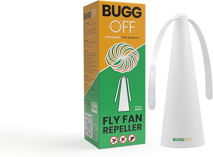 BUGGOFF White Fly & Flying Insect Repellent Fan with Twin Blades, Table top & Hangable, Battery P... | Amazon (US)