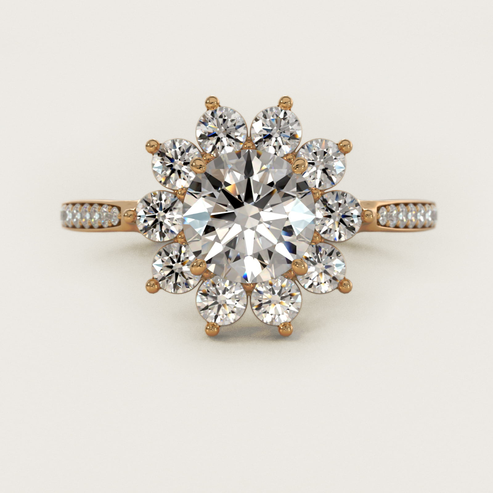 Star Diamond Halo Cathedral Engagement Ring In 14K Yellow Gold By James Allen | Blue Nile