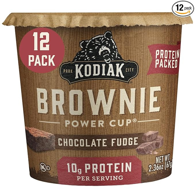 Kodiak Cakes Chocolate Fudge Brownie in a Cup, 2.36 Ounce (Pack of 12) (Packaging May Vary) | Amazon (US)