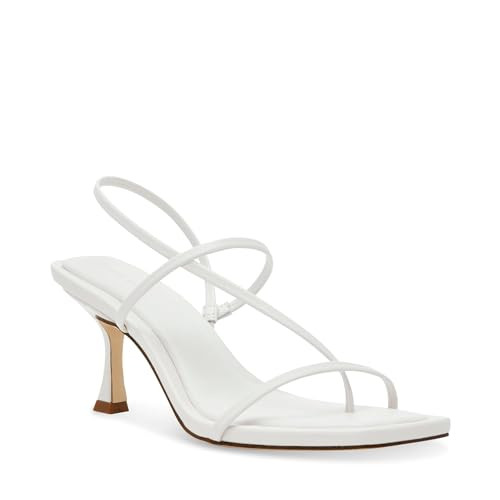 Steve Madden Women's Locke Heeled Sandal, White Leather, 6.5 | Amazon (US)