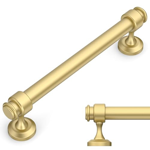 Amerdeco 10 Pack Brushed Gold Cabinet Pulls 6.3 Inch Hole Centers Cabinet Handles for Kitchen Cabinet Hardware,Cabinet Handles for Bathroom Drawer Handles IH0007 | Amazon (US)