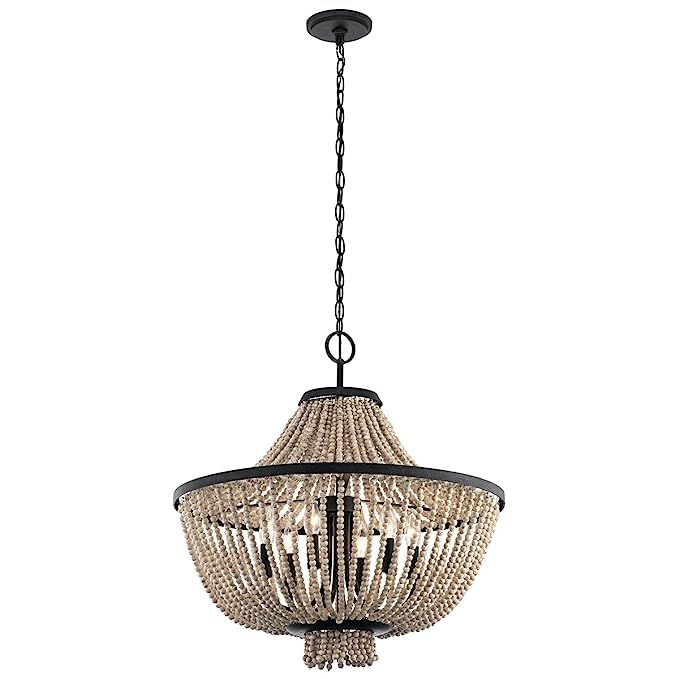 Chandeliers 6 Light with Distressed Black Finish Steel Candelabra 24 inch 360 Watts | Amazon (US)