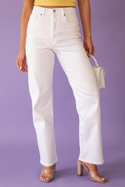 Be There White Flare Denim Pants | Shop Priceless