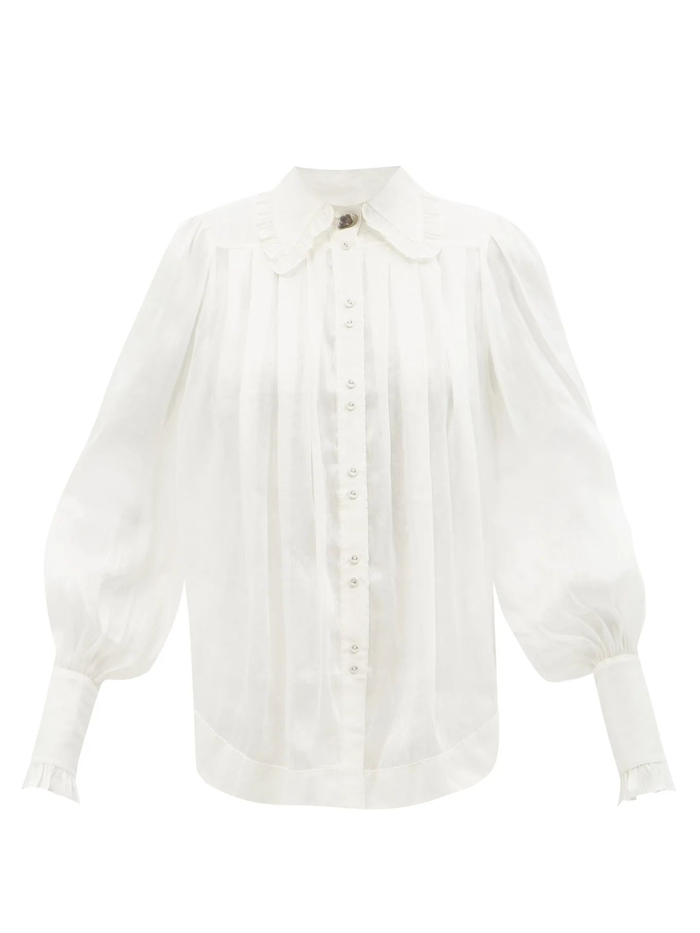 Idealist pleated linen-blend blouse | Aje | Matches (US)