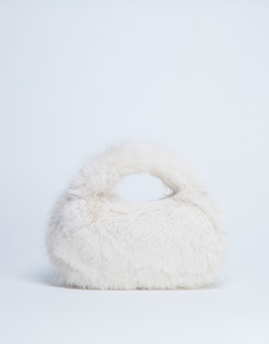 Topshop Gemima faux fur grab bag in off white | ASOS (Global)