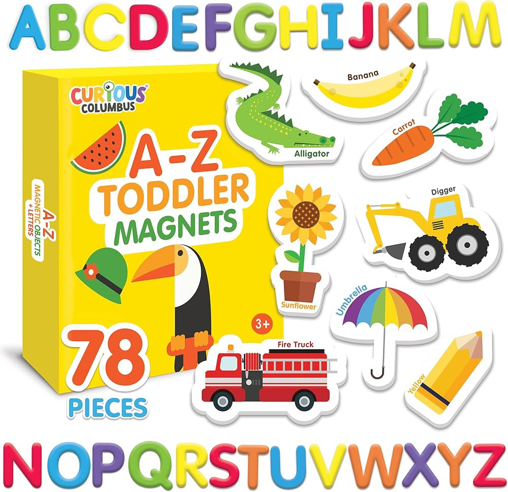 Curious Columbus Magnetic Objects and Letters. Set of 78 Foam Magnets Including 52 Pictures and 2... | Amazon (US)