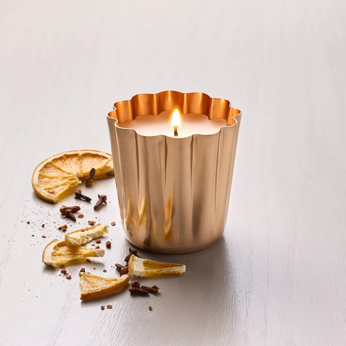 Pleated Brass Christmas Votive Candle 5.5oz - Hearth & Hand™ with Magnolia | Target