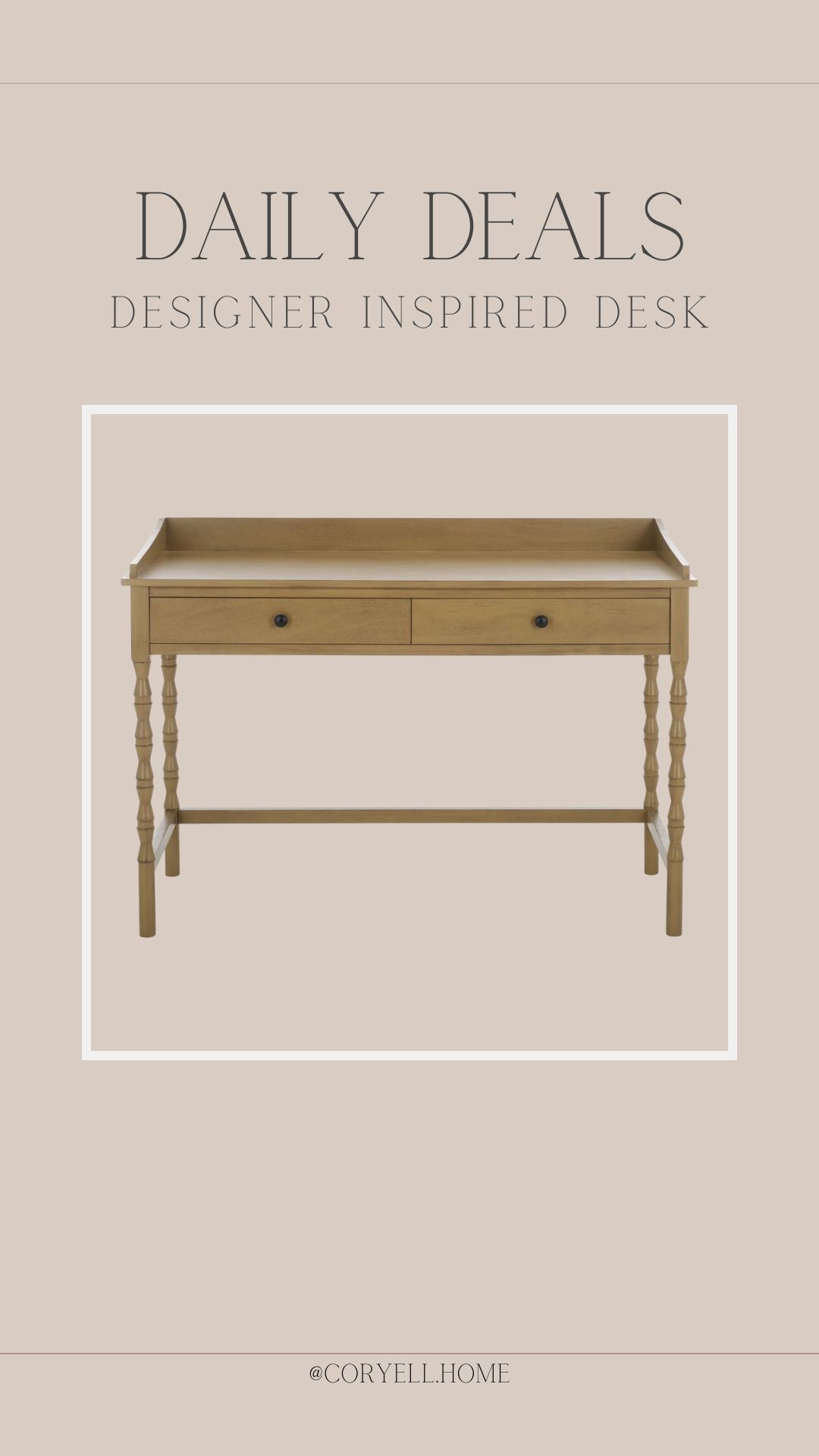 How beautiful is this spindle leg desk! It’s a designer inspired piece for a fraction of the price. I love the high back on this and the functional drawer space! 

#LTKHome #LTKStyleTip