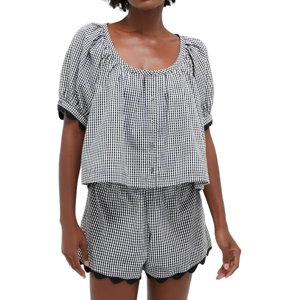 VAOYIU Women's Casual Elegance Two-Piece Linen Outfit Set with Scalloped Hem Summer Round Neck Pu... | Amazon (US)