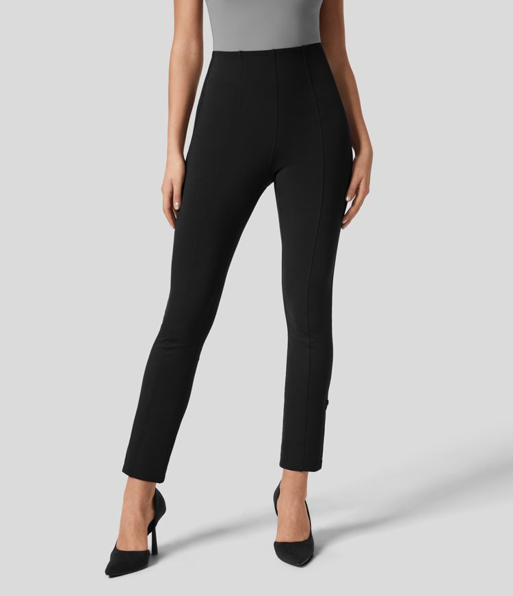 Softlyzero™ Eco High Waisted Tummy Control Adjustable Hem Work 7/8 Pants | HALARA