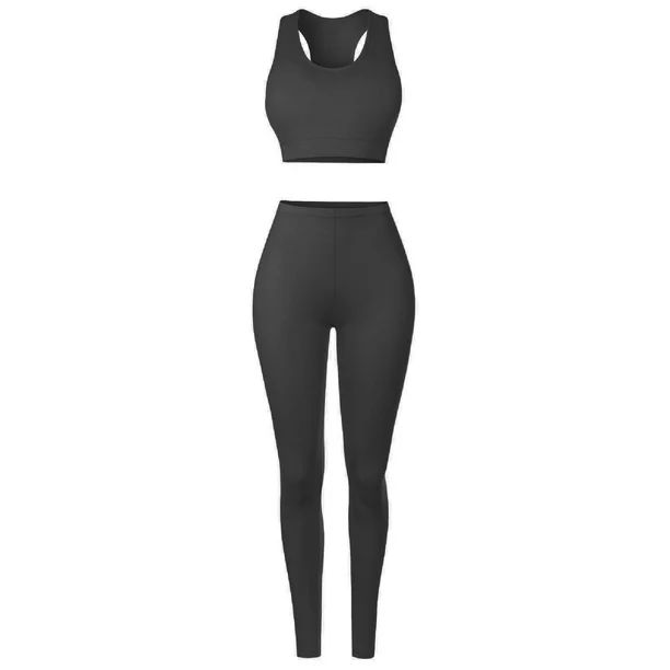 Made by Olivia Women's Two Piece Gym Yoga Racerback Sports Bra With Slim Fit Legging Active Set | Walmart (US)