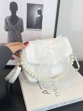 Bow Knot French Lace And Pearl Detail Fashionable Bag For Women, 2024 New Arrival Artistic Ins Ae... | SHEIN