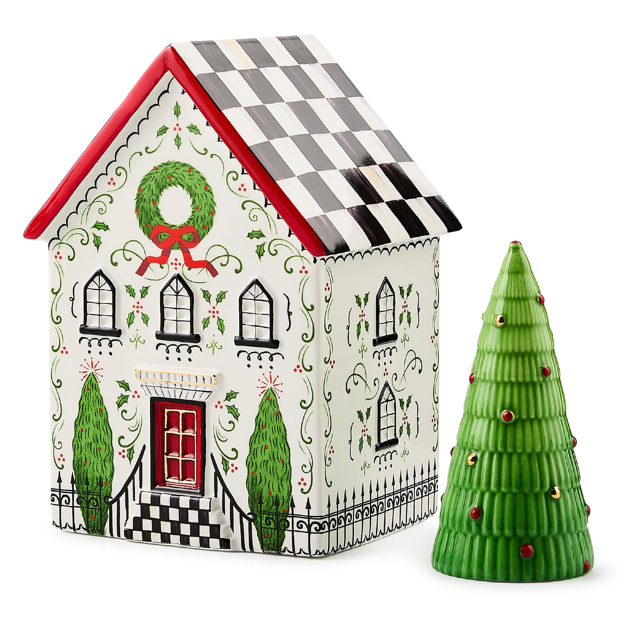 MACKENZIE-CHILDS Illuminated Ceramic House, Indoor Christmas Home Decor, Holly Village | Amazon (US)