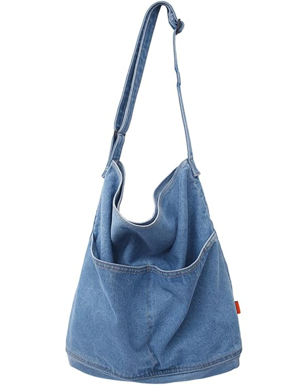 Denim Shoulder Bag Canvas Messenger Bag for Women Men Tote Bag Casual Retro Aesthetic Crossbody B... | Amazon (US)