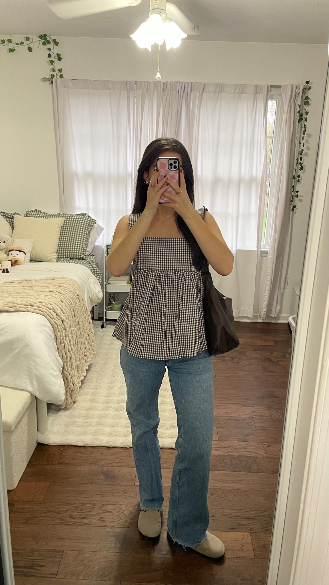 brown gingham for fall 🧦🧸✨🫶🏼 #browngingham #falloutfits #fallootd