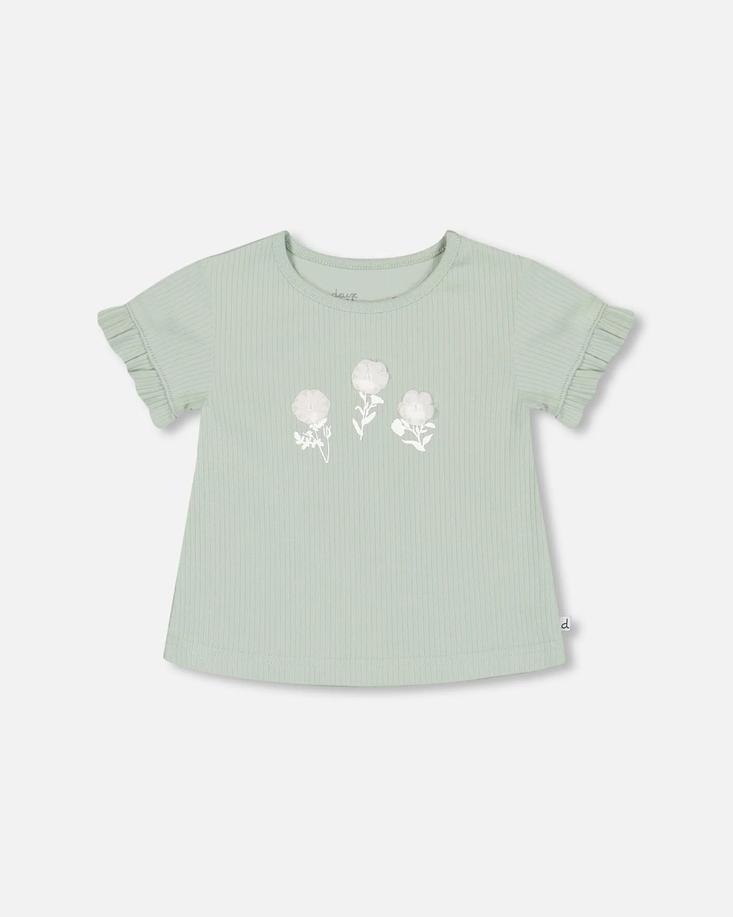 Rib Top With Print Frosty Green - Deux par Deux | Deux par Deux Childrens Designer Clothing