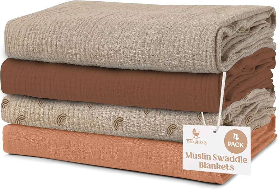 Amazon.com: Muslin Swaddle Blankets - 4 Pack | Muslin Baby Blanket for Newborn Boy/Girl | Soft&Br... | Amazon (US)
