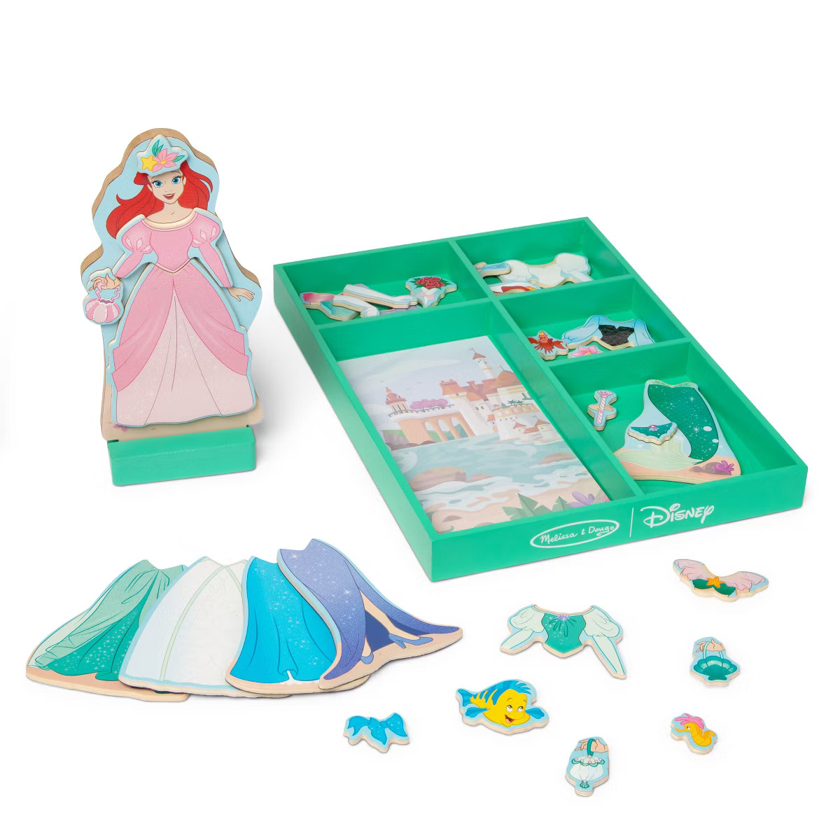Melissa & Doug Disney Wooden Magnetic Dress Up Ariel: 32 Piece Set with Storage and Skill Develop... | Target