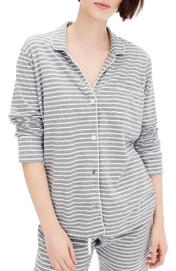Women's J.crew Dreamy Stripe Cotton Pajamas, Size XX-Large - Grey | Nordstrom