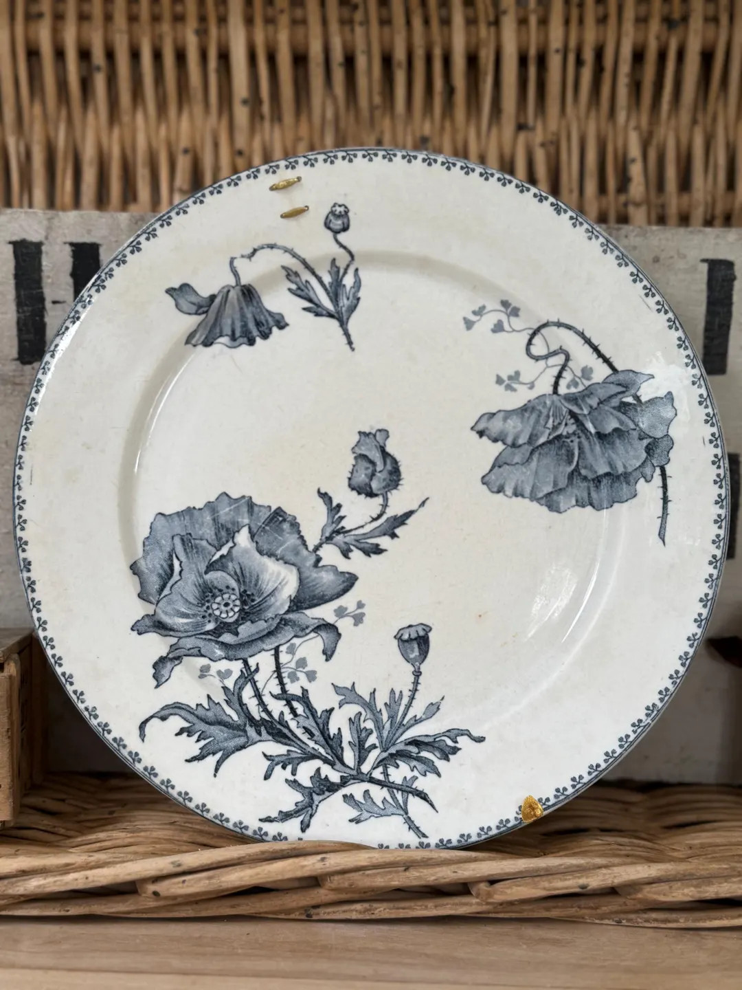Antique French Sarreguemines “feria” Plate | Blue White Floral Transferware | Staple & Kintsu... | Etsy (US)