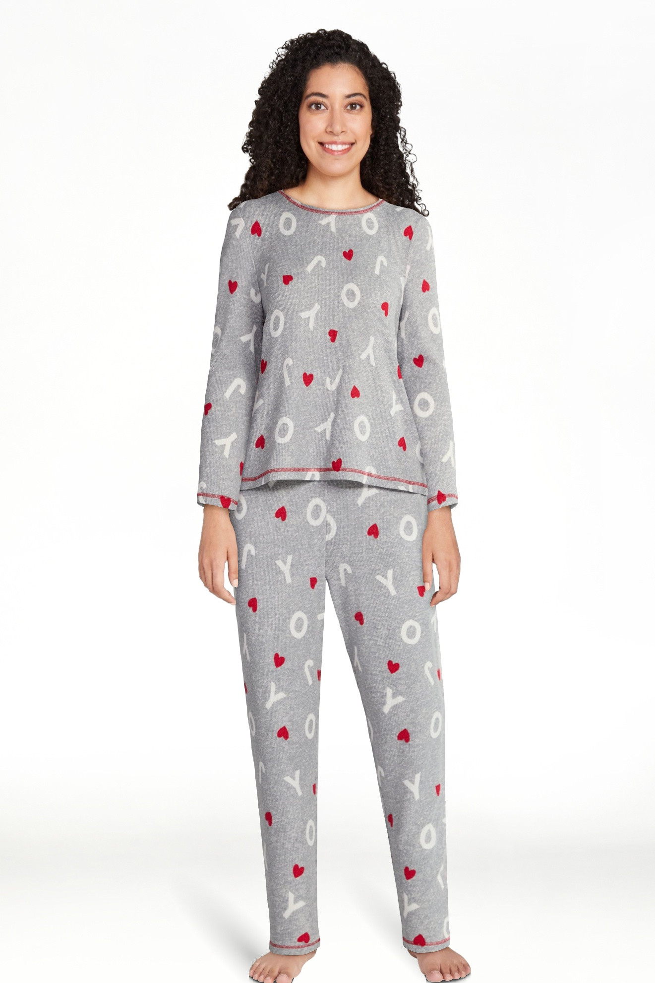 Joyspun Conjunto de Pijama de Jogging y Top de Manga Larga de Punto Waffle para Mujer, 2 Piezas, ... | Walmart (US)