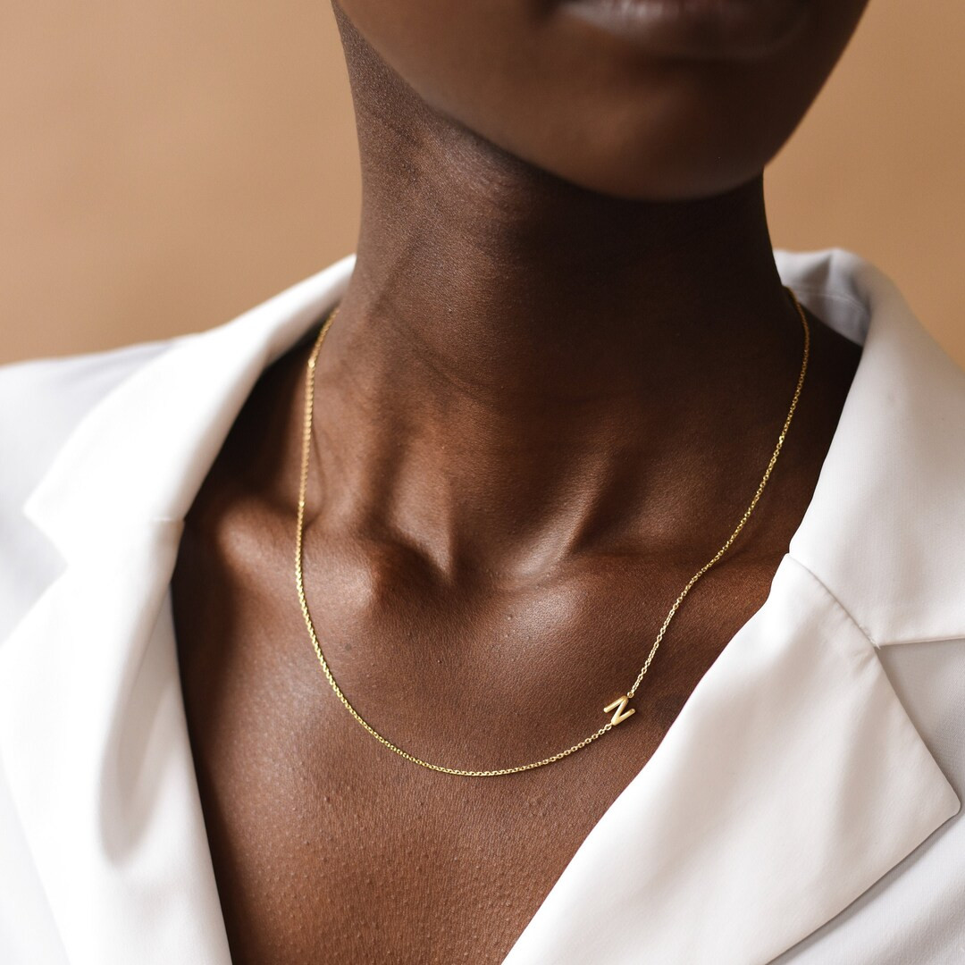 Sideway Letter Necklace  Custom Initial Necklace  - Etsy | Etsy (US)