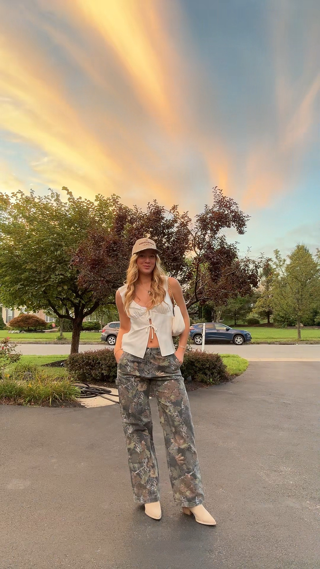 Lately my favorite thing to do is pair a super cute feminine item with something a little more streetstyle/manly and these cargo pants from Abercrombie have been my latest obsession!! The hat is from my shop on Instagram @ shop716luckygirls :) 

#LTKSeasonal #LTKStyleTip #LTKVideo