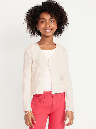 Ribbed Button-Front V-Neck Cardigan Sweater for Girls | Old Navy (US)