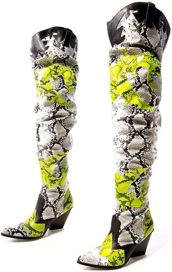 Cape Robbin | HILDA OVER THE KNEE THIGH HIGH CHUNKY LOW HEELED BOOTS-ANIMAL | Amazon (US)