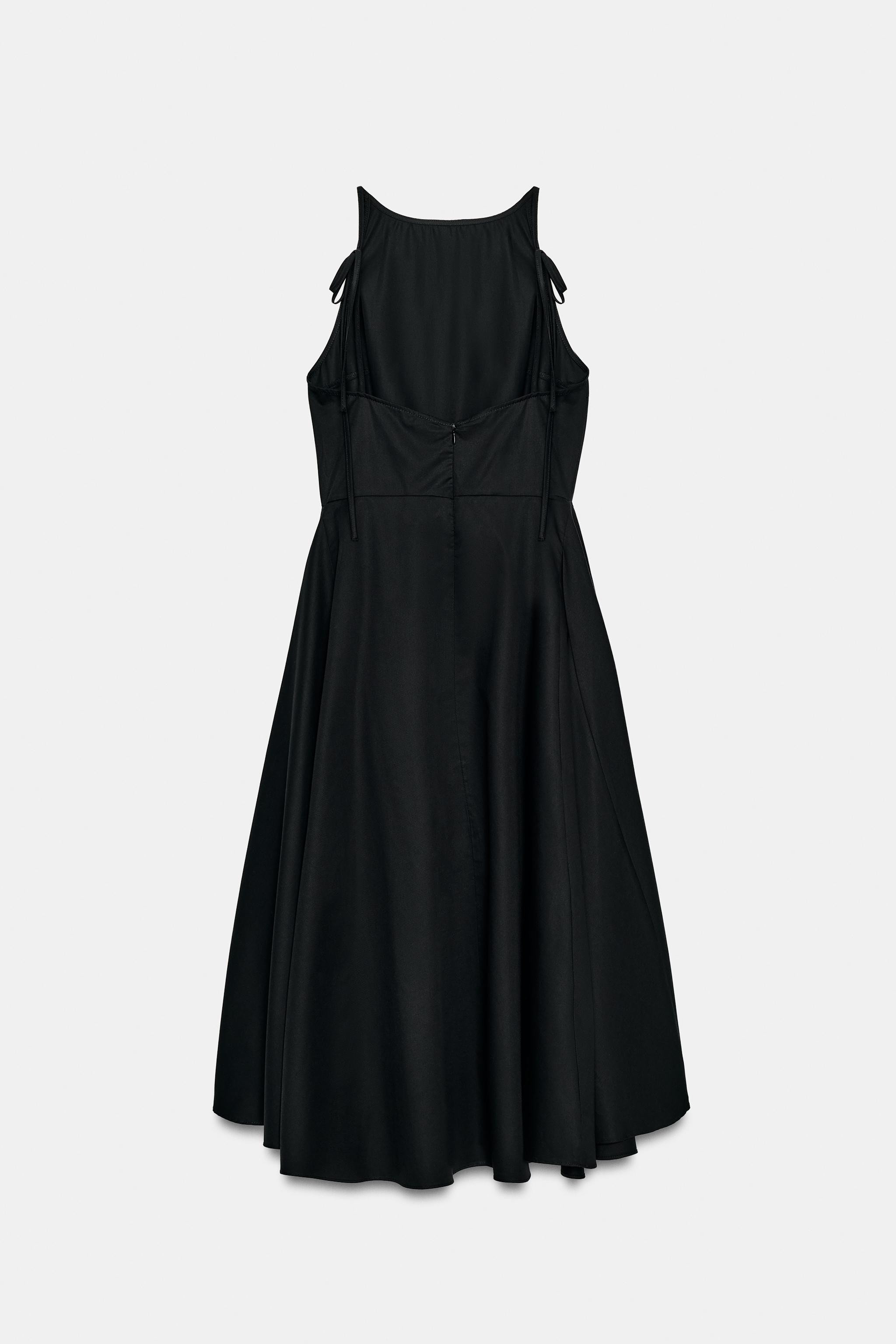 Midi dress with a straight neckline and thin straps. Featuring a voluminous hem and invisible bac... | Zara UK