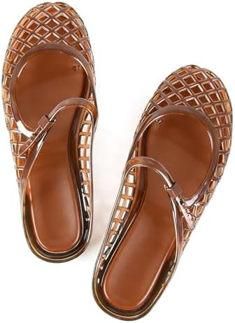 MUSSHOE Women’s Clear Jelly Sandals: Closed Toe Slingback Flats - Water-Friendly Summer Beach S... | Amazon (US)