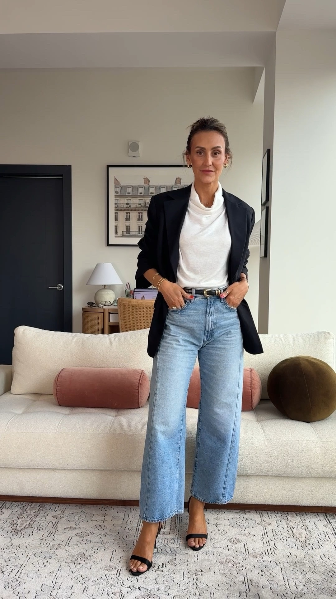 Day 7 of 7 Pinterest Inspired Chic Spring Outfits 🫶🏽✨ 

Cropped baggy jeans, sleeveless funnel neck top , oversized blazer, black satin heeled sandals, black belt, top handle black leather bag , Celine sunglasses. Gold jewelry.

#LTKStyleTip #LTKShoeCrush #LTKFindsUnder100