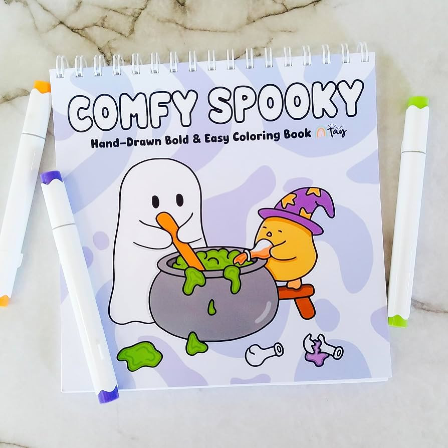 Handmade - Comfy Spooky Spiral Bound Coloring Book for Adults and Teens | Amazon (US)
