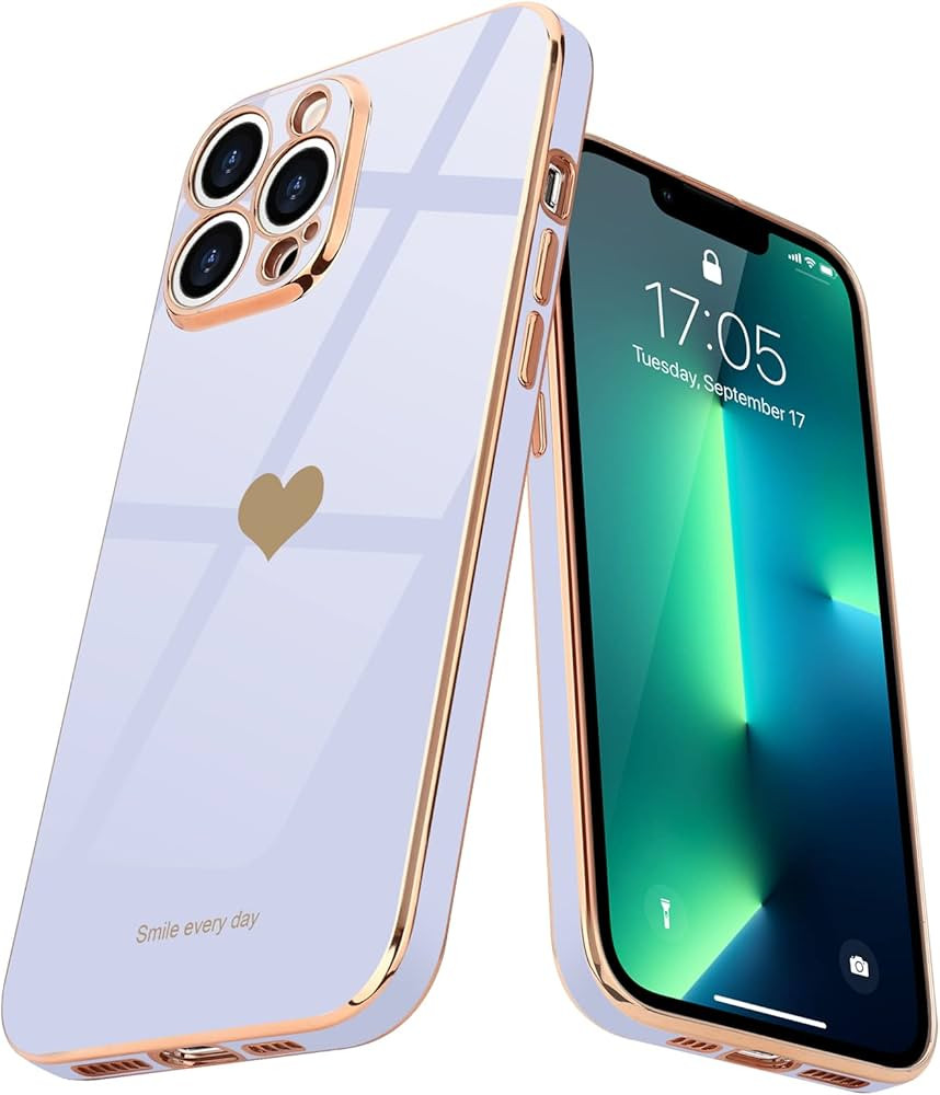 Teageo for iPhone 13 Pro Case for Women Girl Cute Love Heart Luxury Plating Soft Bling Back Cover... | Amazon (US)