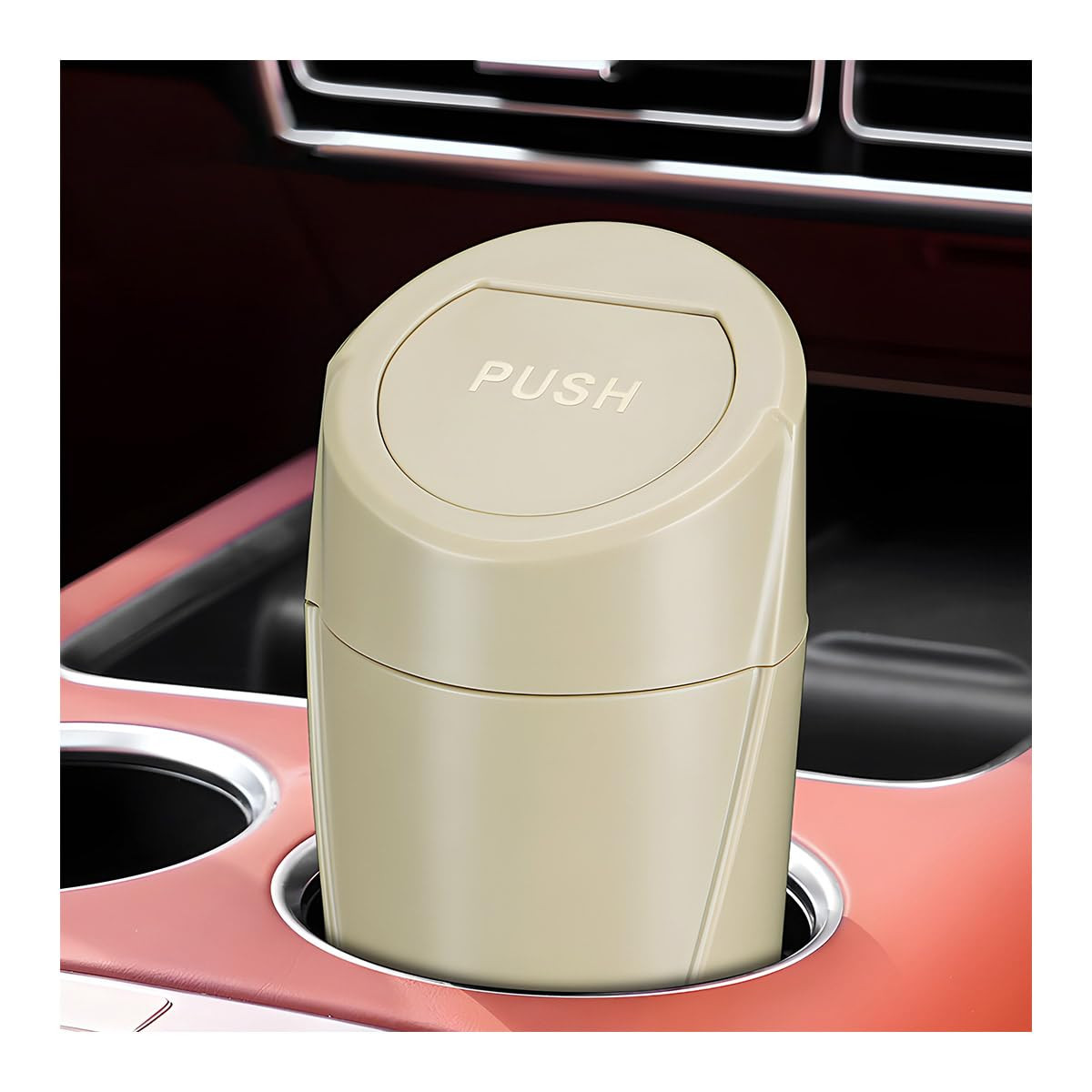 Car Trash Can Bin with Lid, Mini Leakproof Vehicle Side Door Cup Holder Trash Can with Lid, Multipurpose Organizer Portable Garbage Bin for Cup Holder Car Home Office (Beige) | Amazon (US)