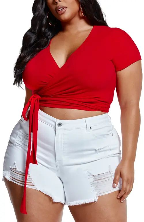 Fashion to Figure Wrap Crop Top in Red at Nordstrom, Size 4X | Nordstrom