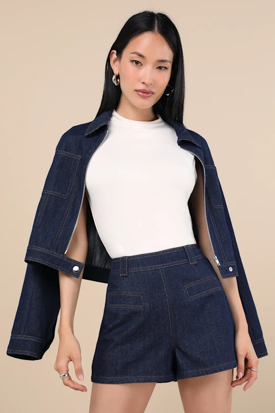 Isidore Dark Wash High-Waisted Shorts | Lulus