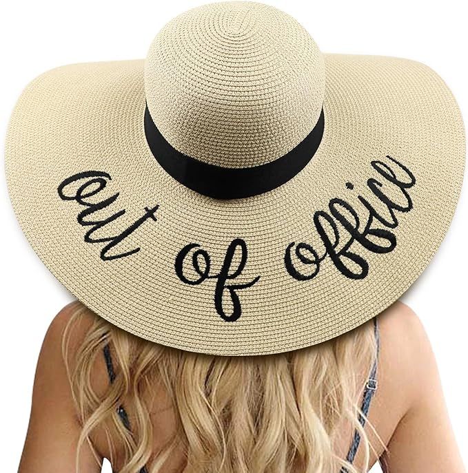 Womens Big Bowknot Straw Hat Floppy Foldable Roll up Beach Cap Sun Hat UPF 50+ | Amazon (US)