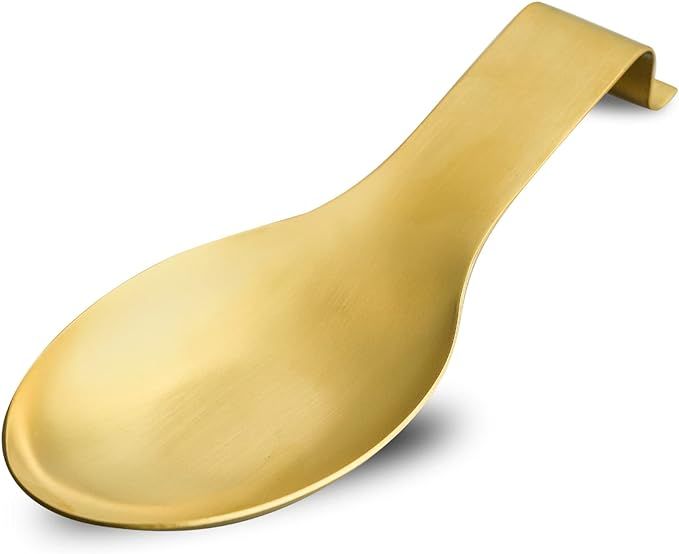 BETTWILLGold Spoon Rest for Kitchen Counter, Stainless Steel Spoon Holder for Stove Top, Spatula ... | Amazon (US)