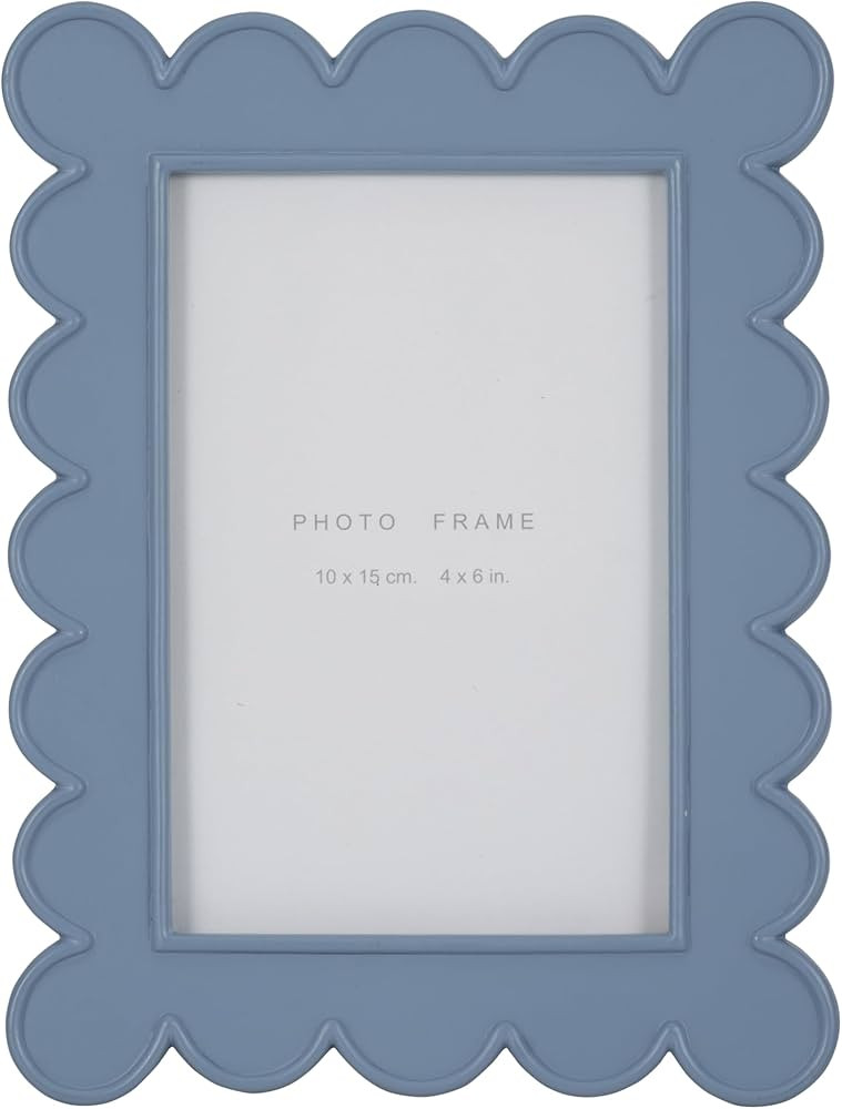 Sagebrook Home Blue Resin Photo Frame with Scalloped Edges Decorative Picture Frame with Glass Fr... | Amazon (US)