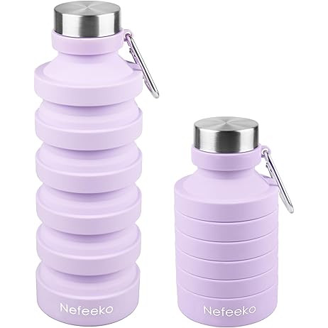 Nefeeko Collapsible Water Bottle, 26oz Silicone Foldable Water Bottles Leakproof BPA Free Travel ... | Amazon (US)
