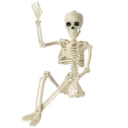 Kelool 1 Pack Halloween Skeleton Decorations,15.7" Spooky Full Body Mini Skeleton with Movable Posable Bones,Spooky Skeleton for Halloween Party Decor,Yard Graveyard Haunted House Props | Amazon (US)