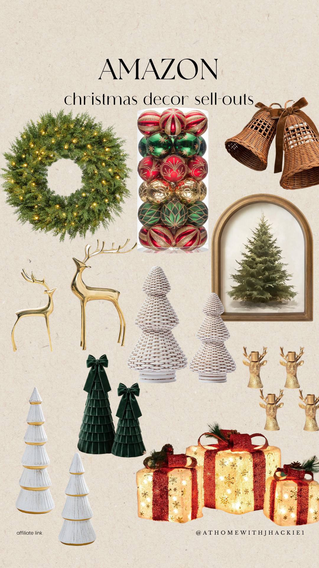 Amazon Christmas decor, Amazon Christmas finds, viral Christmas decor, trending Christmas decor, Christmas decor sell outs, popular Christmas decorations, traditional Christmas decor, pre lit Christmas wreath, Christmas wreath, wicker Christmas bells, rattan Christmas bells, Christmas ornament set, red and green Christmas ornaments, gold reindeer decor, Christmas tree wall art, tabletop Christmas trees, green velvet Christmas trees, white Christmas trees, Christmas candle holders, light up Christmas presents, Christmas gift box decor, holiday home decor, Christmas decorating ideas, Amazon holiday finds, Amazon home decor

#LTKSeasonal #LTKHome
