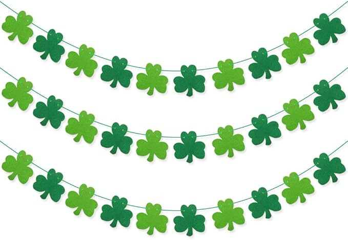 JOZON 3 Pack Felt Shamrock Banner St. Patrick's Day Banner Decorations Lucky Clover Green Irish S... | Amazon (US)