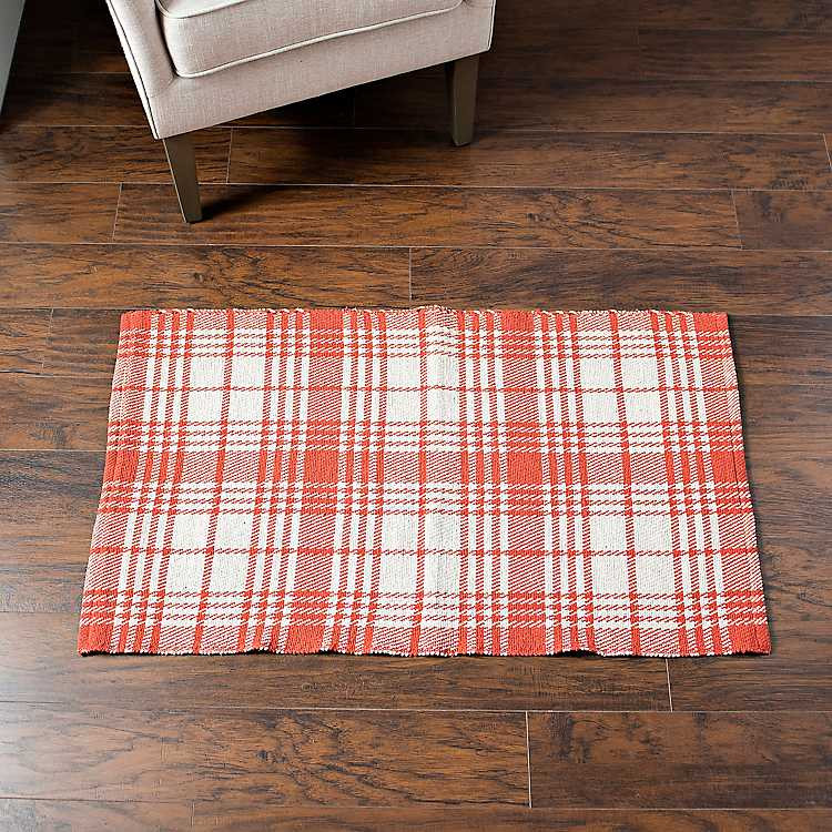 Terracotta Zola Open Plaid Scatter Rug | Kirkland's Home