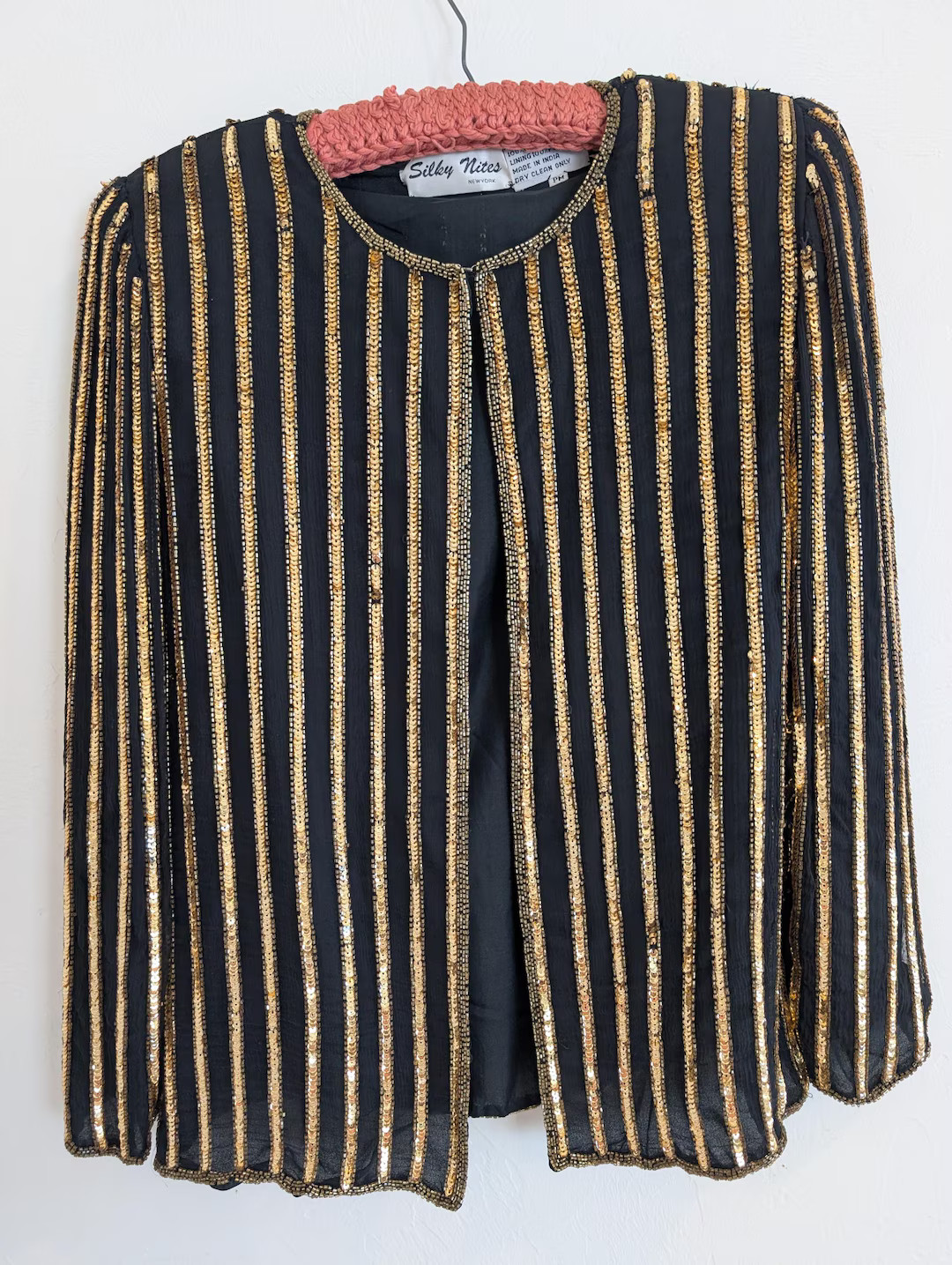Sequin Beaded & Silk Jacket | Vintage 80s | Silky Nites New York - Etsy | Etsy (US)